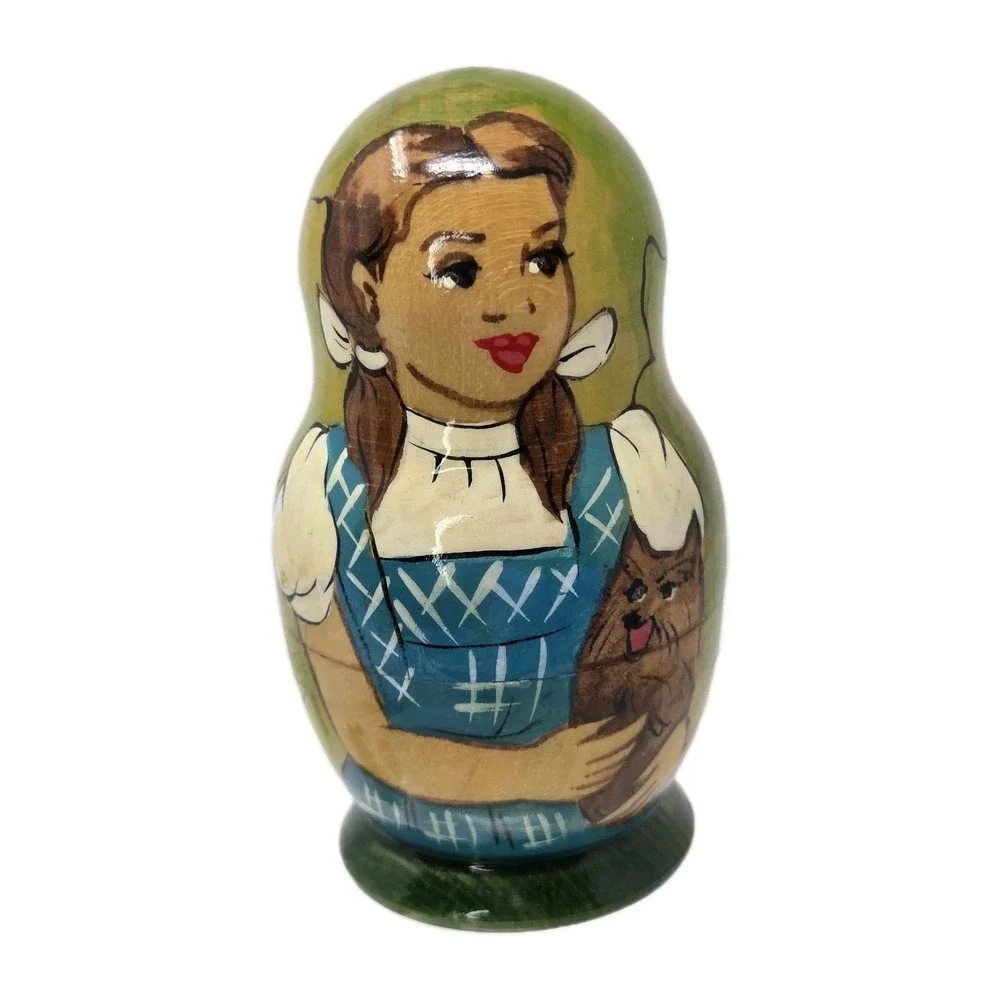 Vintage Set of 5 Wizard of Oz Wooden Russian Nesting Dolls Hand Painted 3.5
